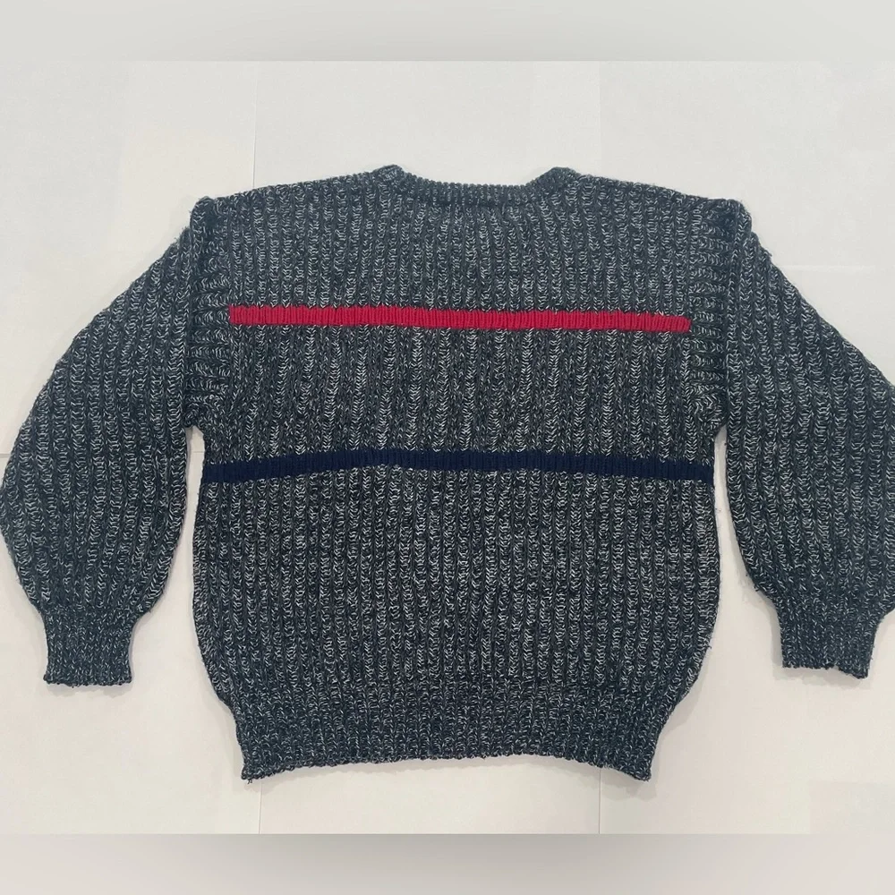 VNTG 80s 90s Michael Gerald Cable Knit Chunky Dad Core Pullover Grey Sweater (L)